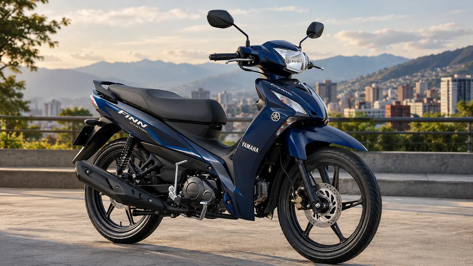 Yamaha Crypton FINN azul, motocicleta urbana de 114 cc, ideal para movilidad diaria y recorridos por la ciudad.