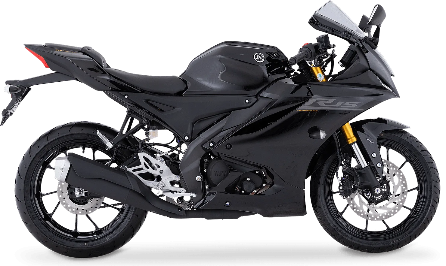 Yamaha R15 en color Negro, vista lateral