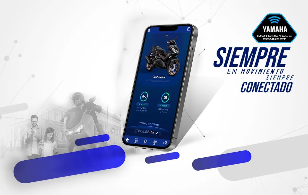 Aplicación Y-Connect de Yamaha en un celular, conectada a la moto